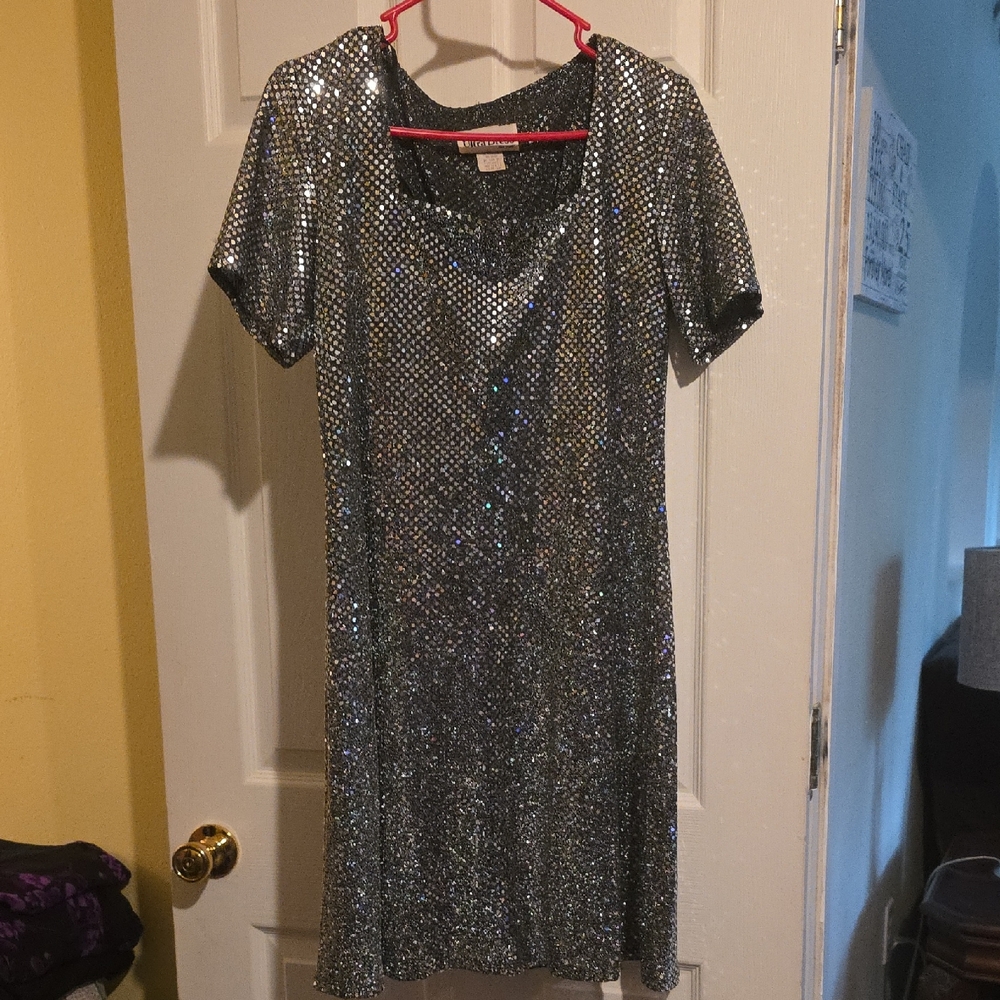 Silver Sequin Sheath Mini Dress